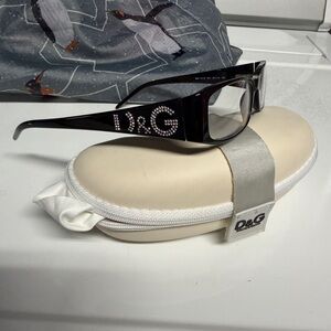 D&G Black Glasses with Rhinestone Detail